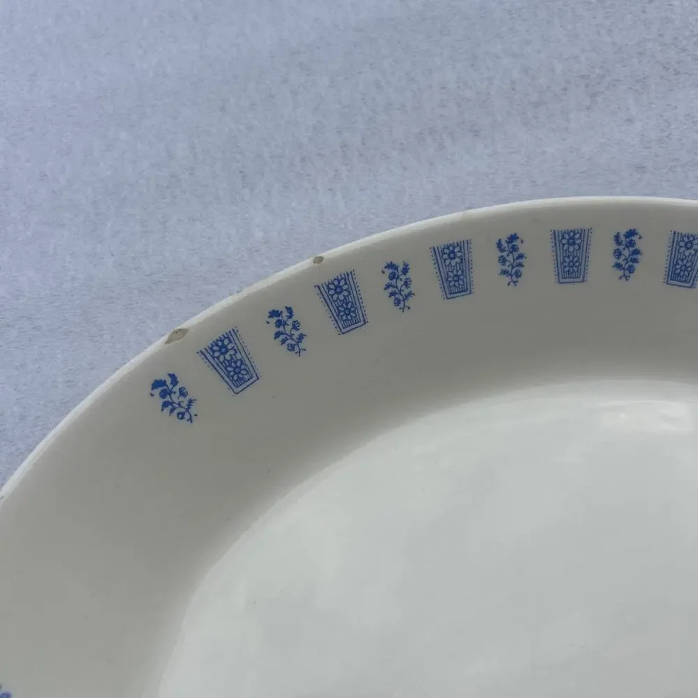 Oxford Brazil Platter Vintage Restaurant Ware 2830-1 Cream Blue 11” X 8.25” EUC